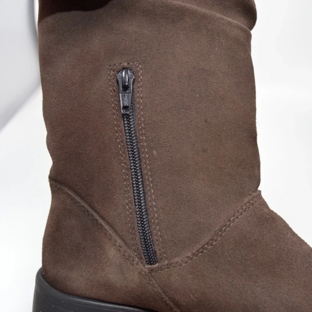 Martino of‎ Canada Brown Suede Slouch Boot, Block Heel, Size 9.5